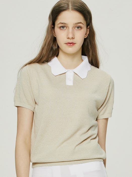 Scallop Collar Sweatshirt - Creamy White