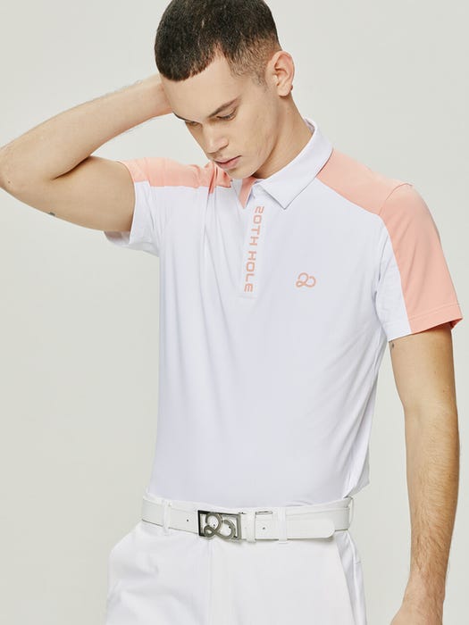 Sleeve Rim Cutting Color Short Sleeve Shirt