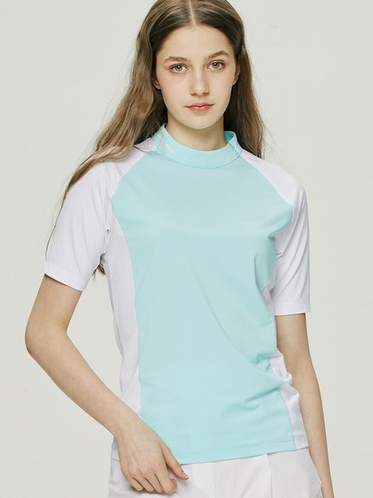 Diagonal Placket Short Sleeve Base Layer - Mint