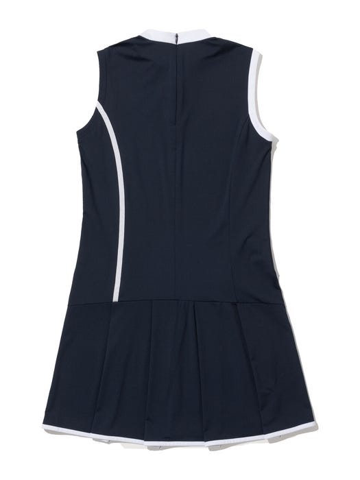 Color Point Sleeveless Dress - Navy