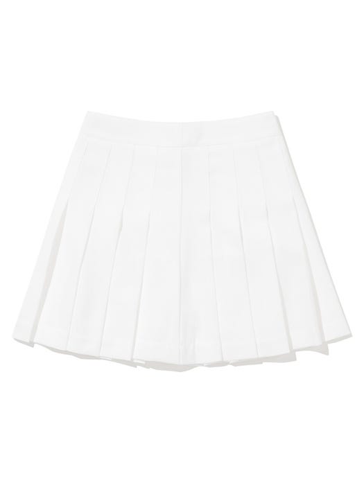 Logo Color Pleated Skirt - White