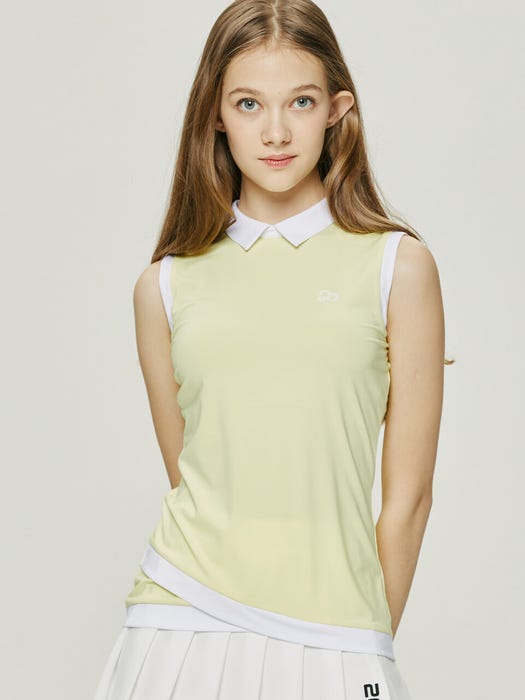 Color Point Sleeveless Top - Light Yellow