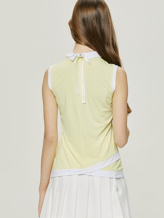 Color Point Sleeveless Top - Light Yellow