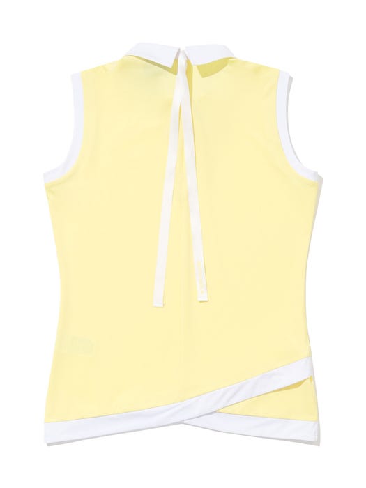 Color Point Sleeveless Top - Light Yellow