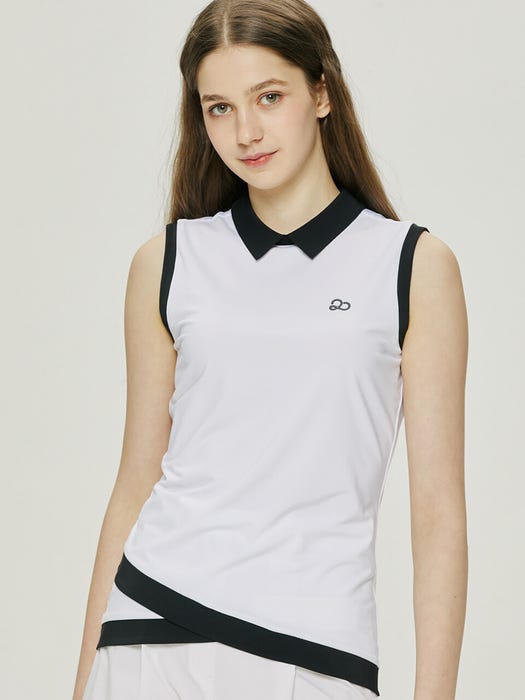 Color Point Sleeveless Top - White