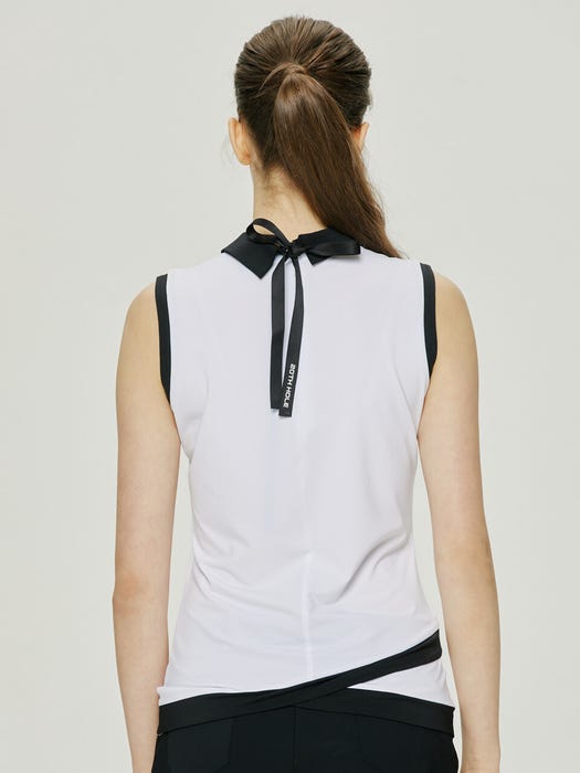 Color Point Sleeveless Top - White