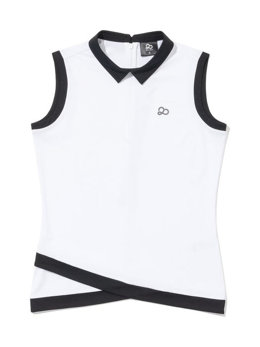 Color Point Sleeveless Top - White