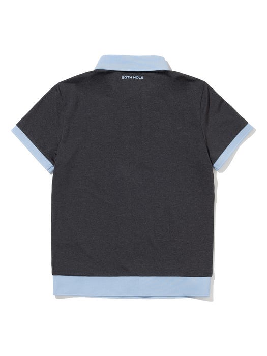 Yoko Cropped Short Sleeve Shirt - Blue Grey