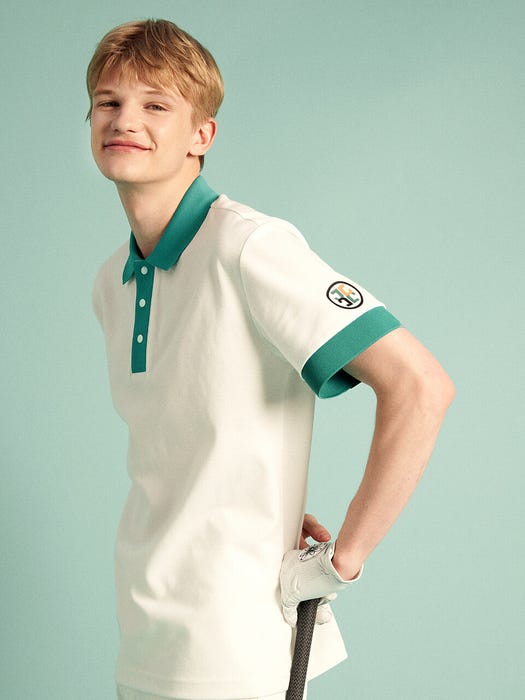 Signature Green 3-Button Polo T-Shirt - White