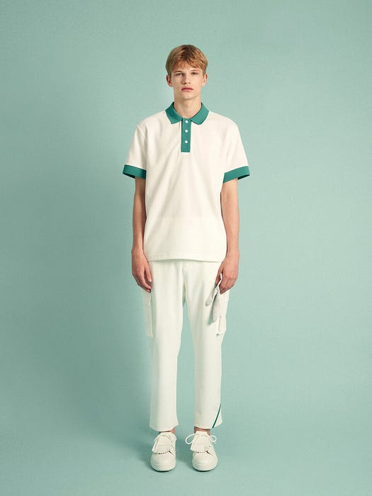 Signature Green 3-Button Polo T-Shirt - White