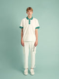 Signature Green 3-Button Polo T-Shirt - White