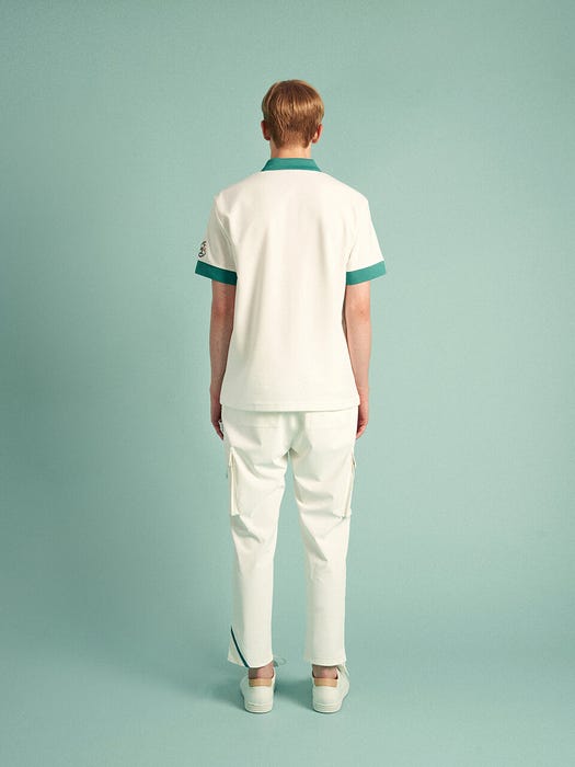 Signature Green 3-Button Polo T-Shirt - White