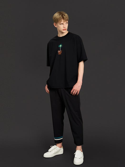 Signature Line Banding Pants - Deep Black