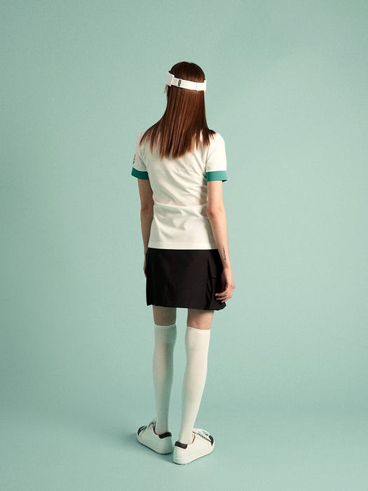 Signature Green 4-Button Polo T-Shirt - Off White
