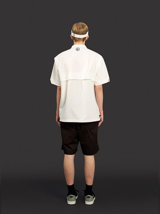 Semi Overfit Zip-Up T-Shirt - Off White