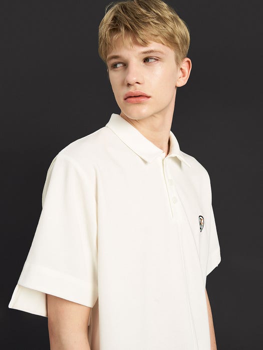 Semi Overfit Signature Polo T-Shirt - Off White