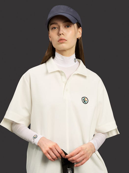 Semi Overfit Signature Polo T-Shirt - Off White