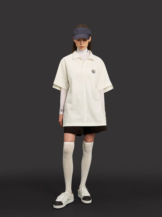 Semi Overfit Signature Polo T-Shirt - Off White