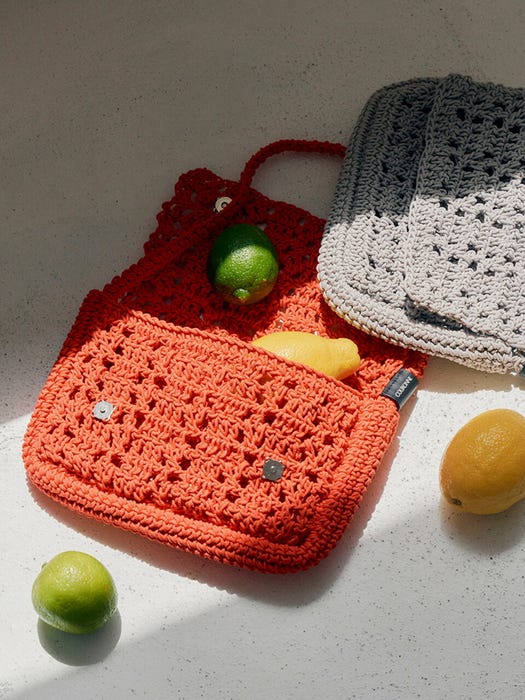 Knitted Shoulder Bag - Red