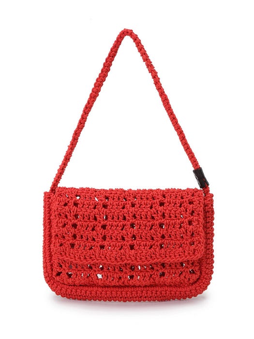 Knitted Shoulder Bag - Red