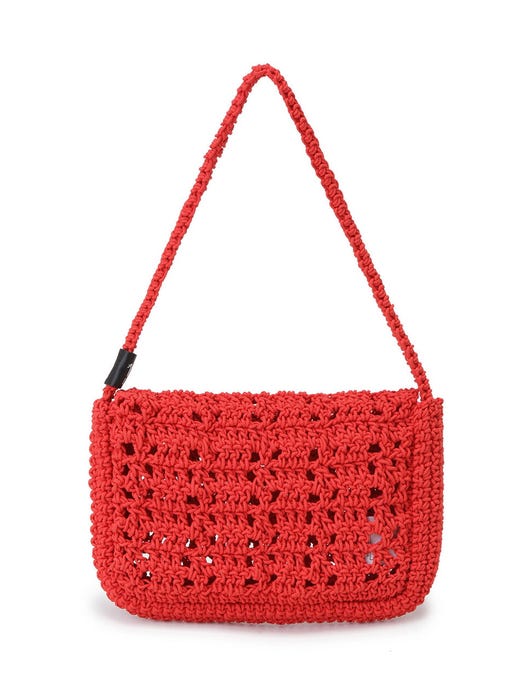 Knitted Shoulder Bag - Red