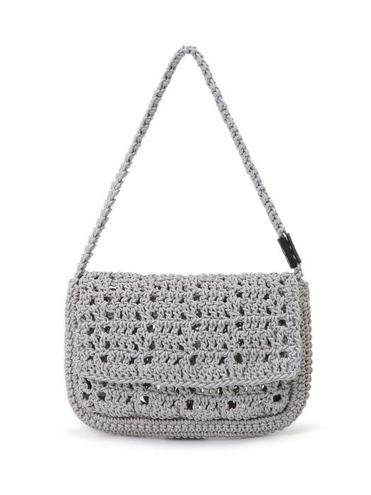 Knitted Shoulder Bag - Light Gray