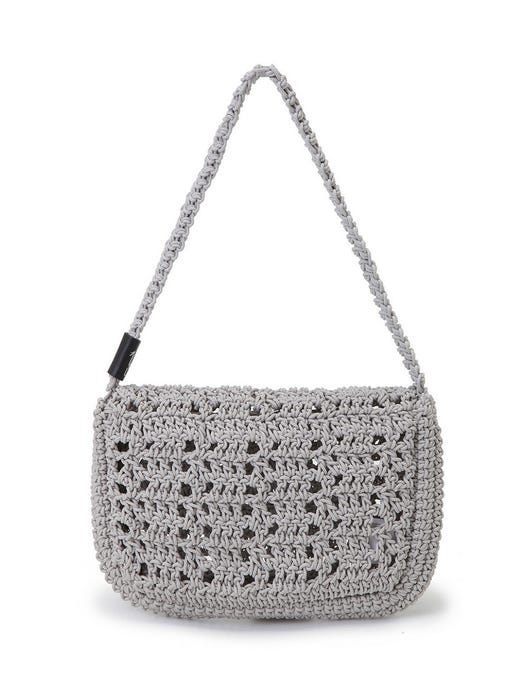 Knitted Shoulder Bag - Light Gray