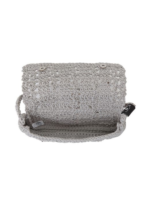Knitted Shoulder Bag - Light Gray
