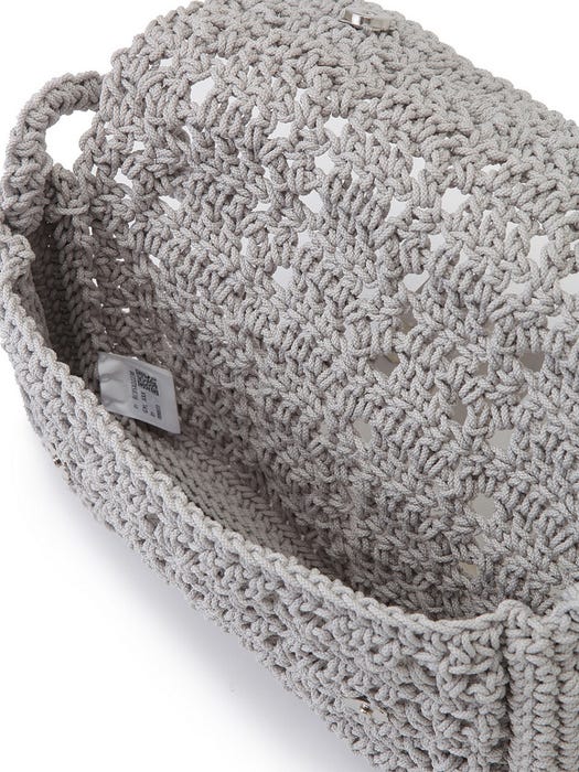Knitted Shoulder Bag - Light Gray