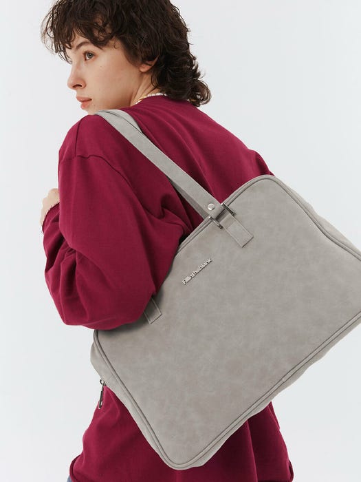 Trapezoid Shoulder Bag Suede - Grey