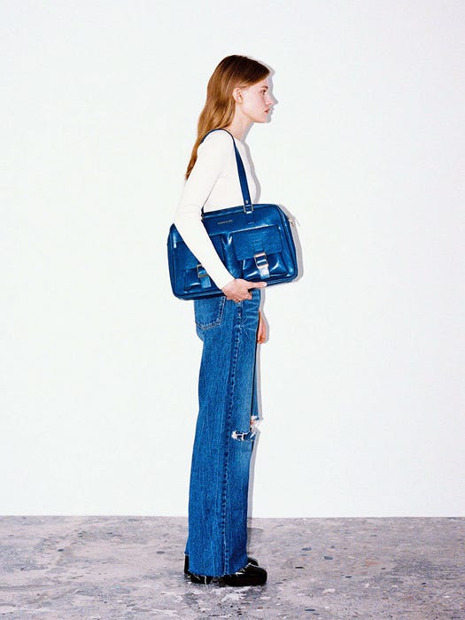 Trapezoid PK Shoulder Bag - Blue