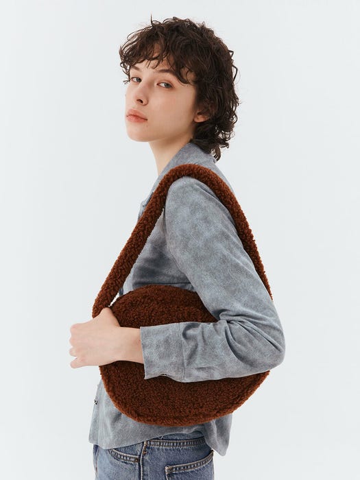 Furry Shoulder Bag - Brown