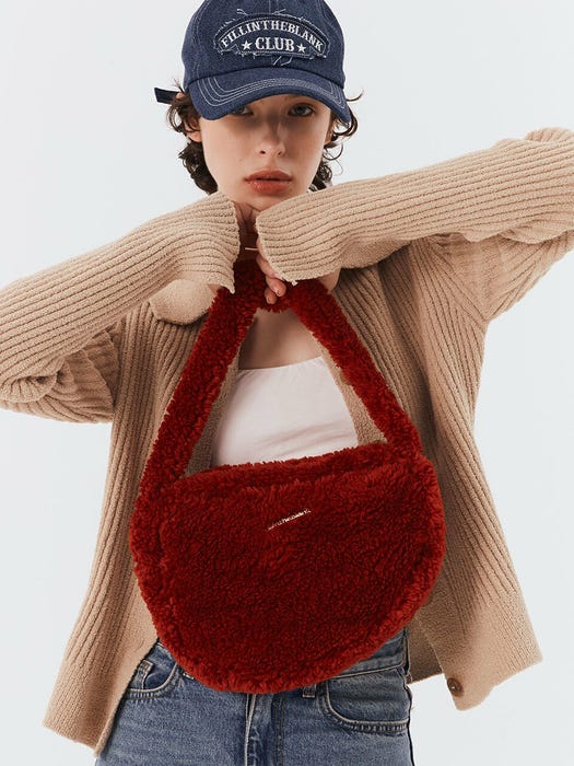 Furry Shoulder Bag - Brick