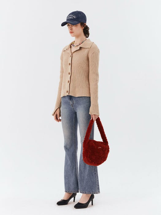 Furry Shoulder Bag - Brick