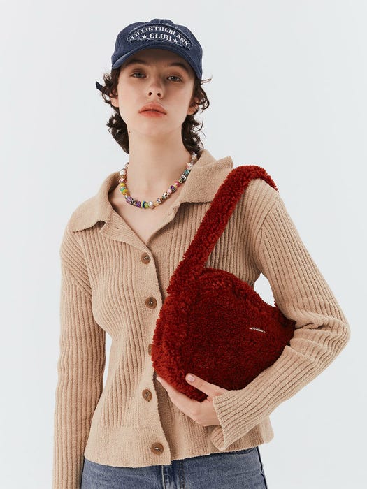 Furry Shoulder Bag - Brick