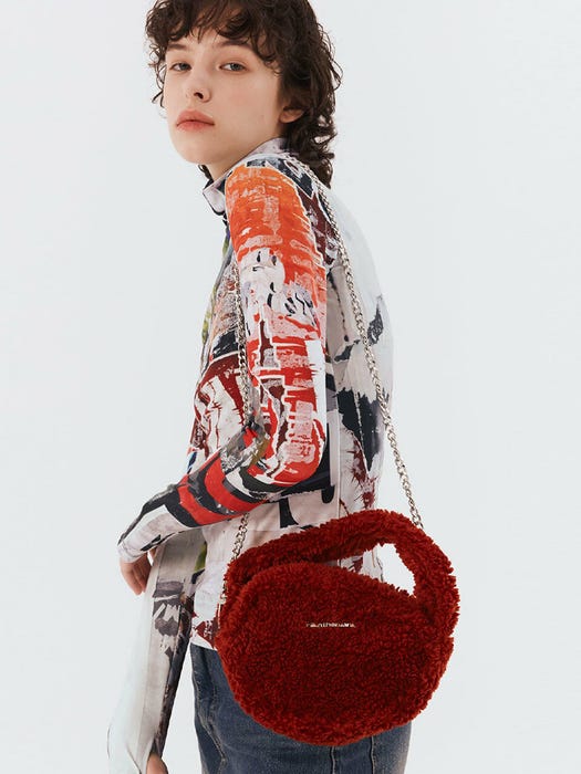Furry Mini Bag - Brick