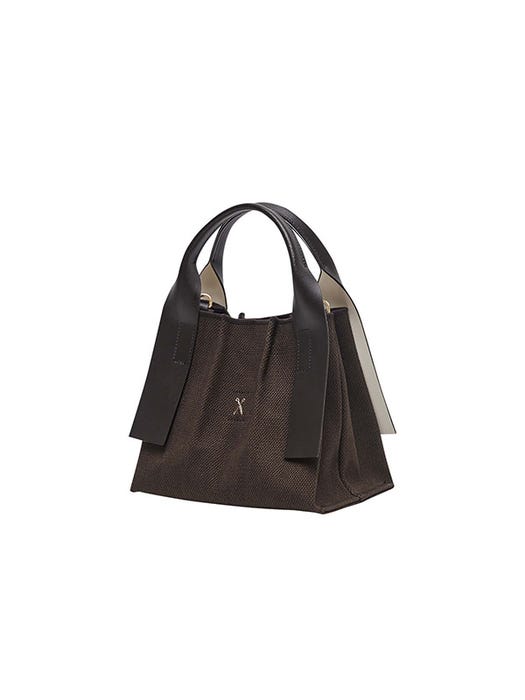 Lucky Pleats Canvas Tote Bag X Small - Dark Brown