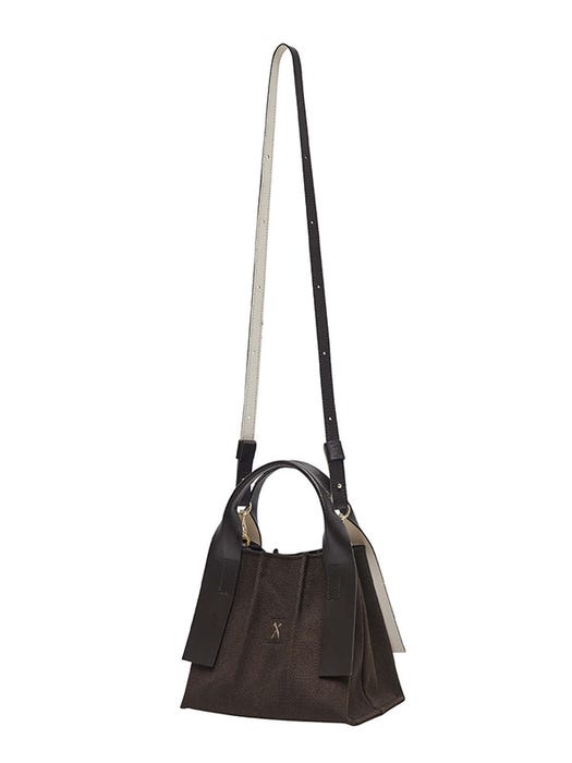 Lucky Pleats Canvas Tote Bag X Small - Dark Brown