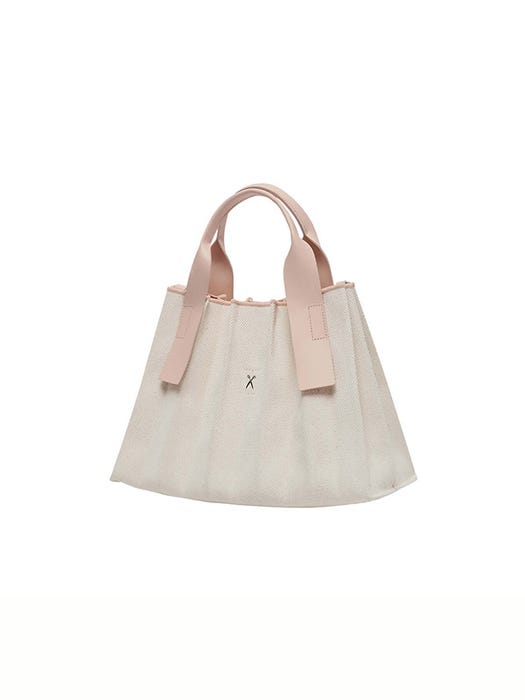 Lucky Pleats Canvas Tote Bag Small - Nudy Pink