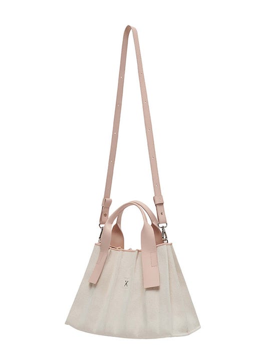 Lucky Pleats Canvas Tote Bag Small - Nudy Pink