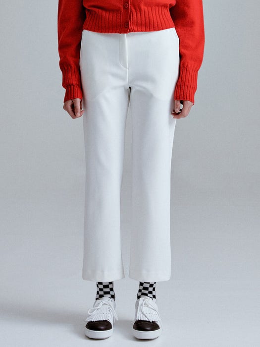 Slim-Fit Semi-Bootcut Pants - White