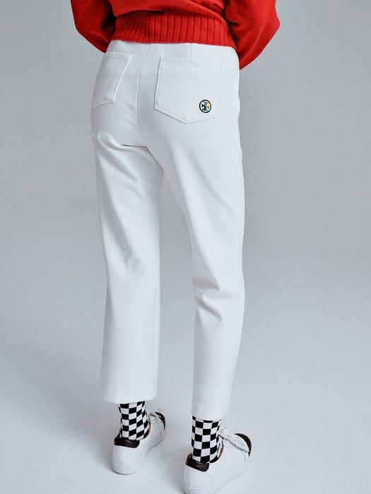 Slim-Fit Semi-Bootcut Pants - White