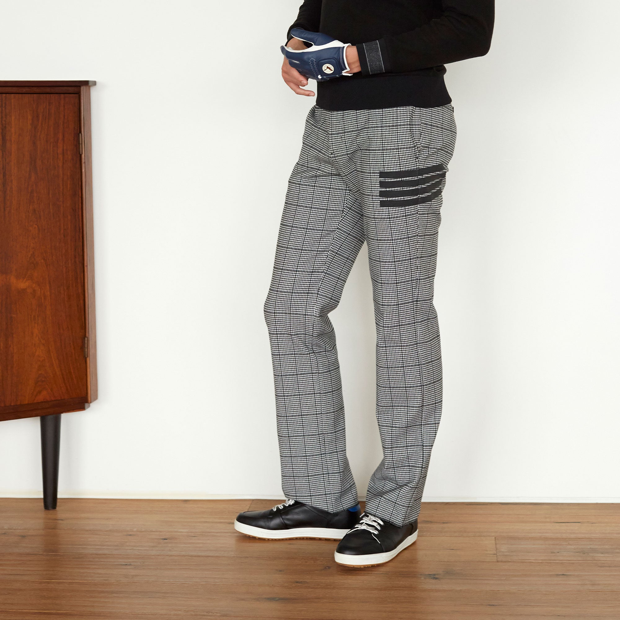 Men's Check 4 Row Raised Pants - Black