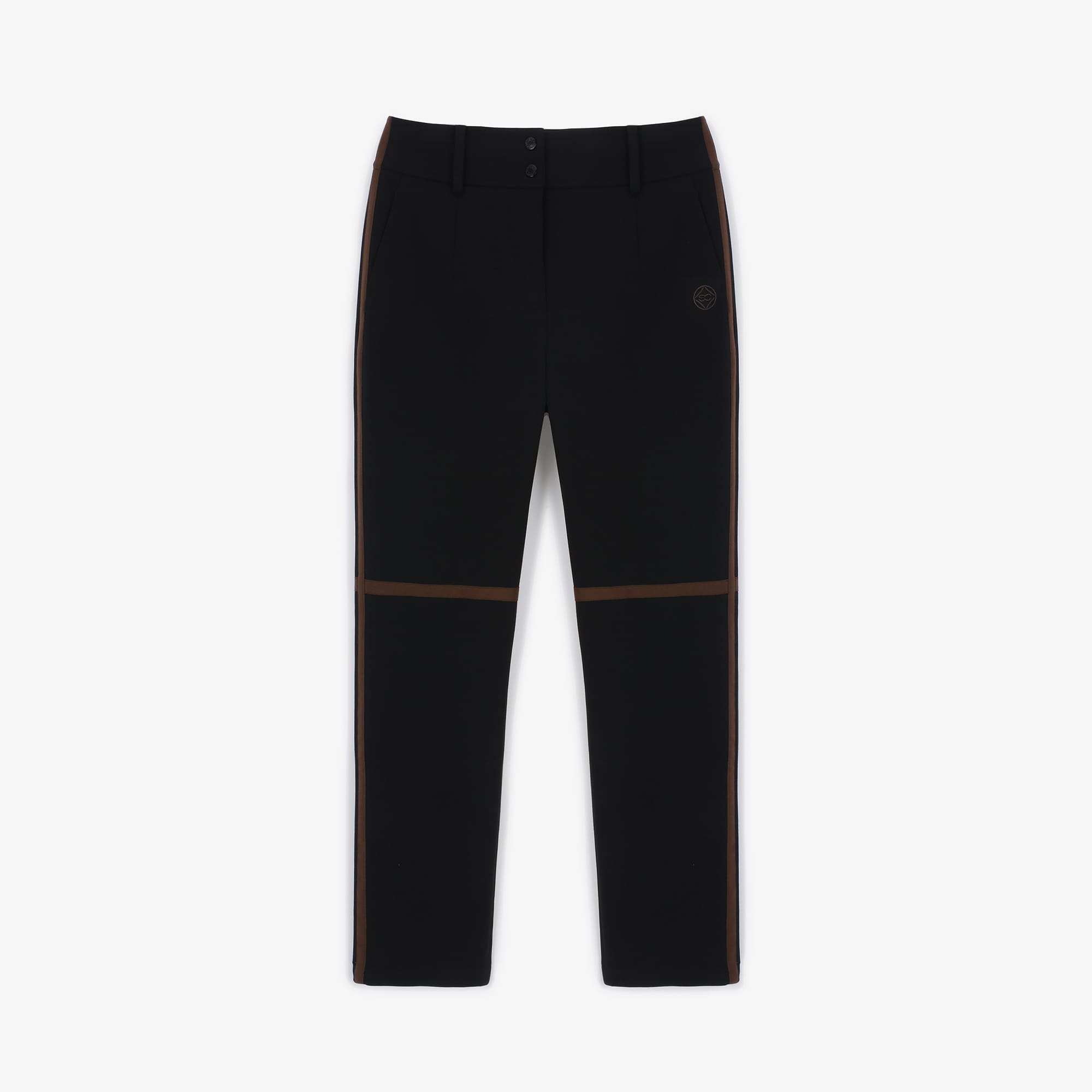 Women's Color Matching Line Slim Fit Pants - Black