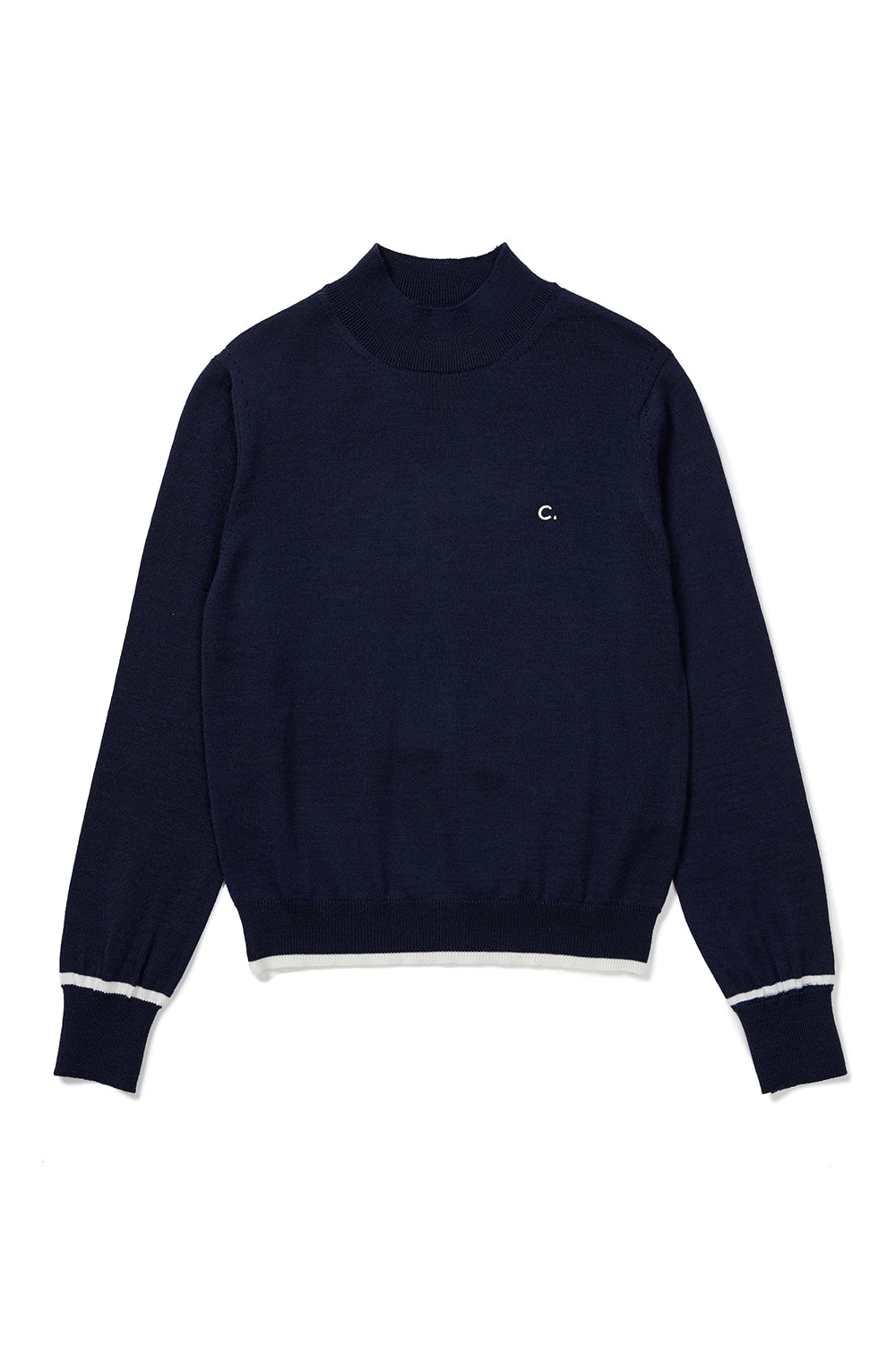 Wool Half Neck Knit - Navy