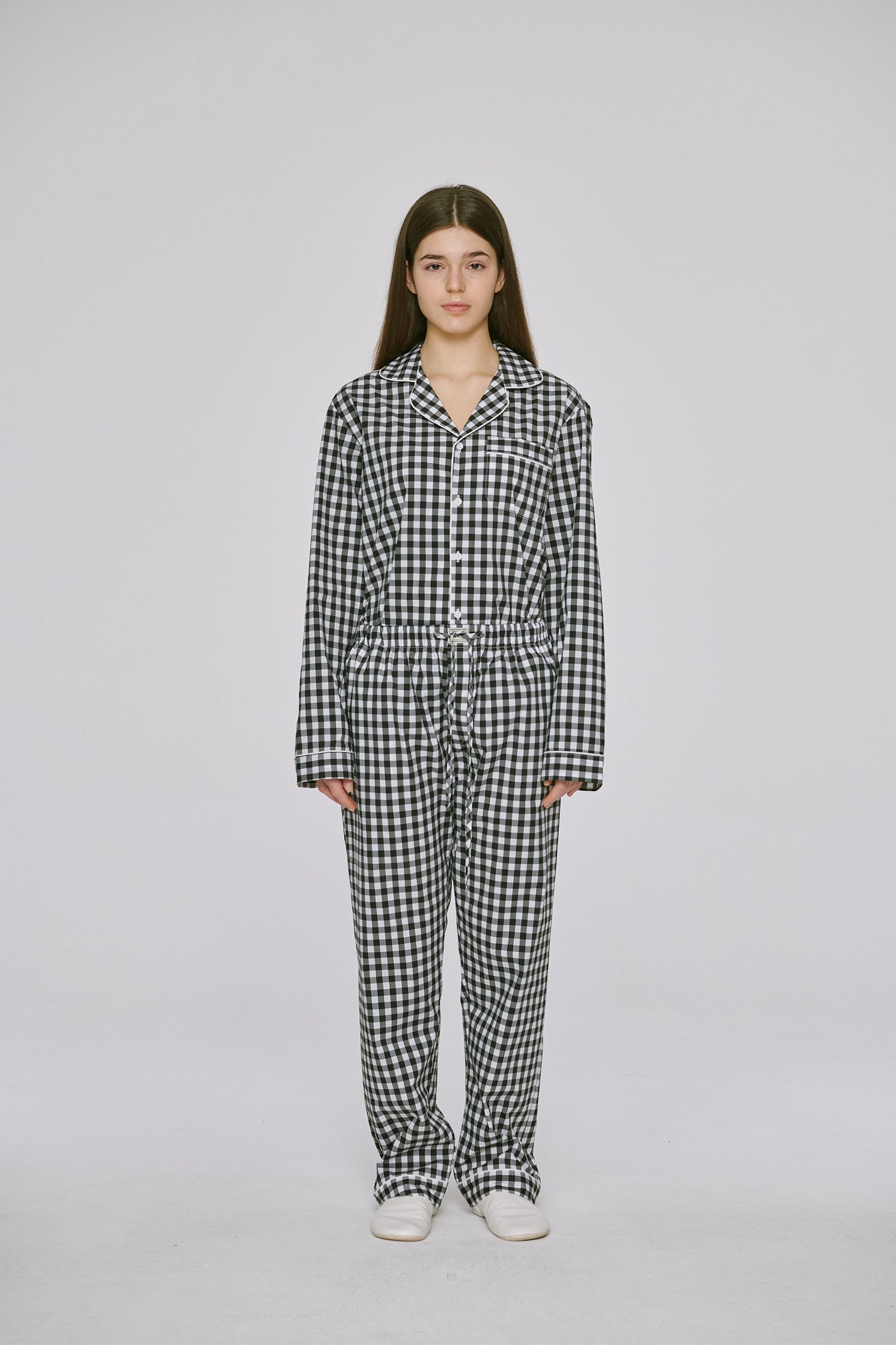 Black gingham pajama set couple package